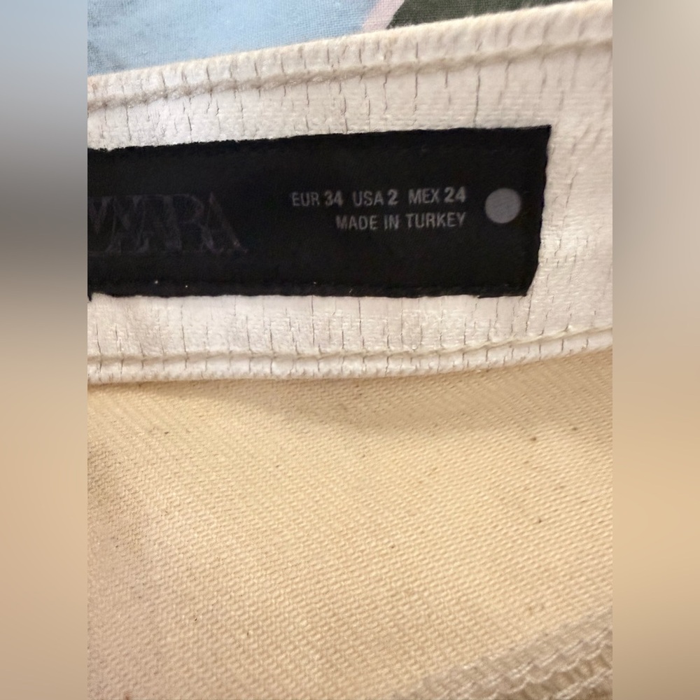 ZARA White Waxed Cracked Jeans Relaxed Fit Size 2 NEW! - Picture 14 of 15